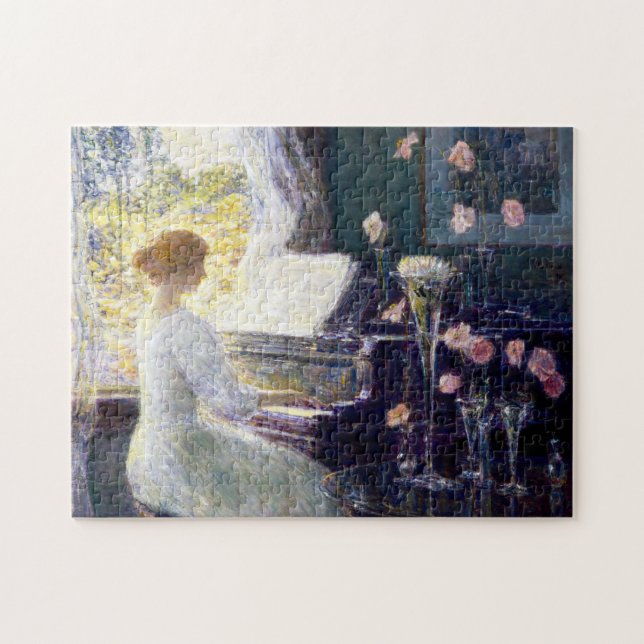 Woman at the Piano by Childe Hassam  Jigsaw Puzzle (Horizontal)