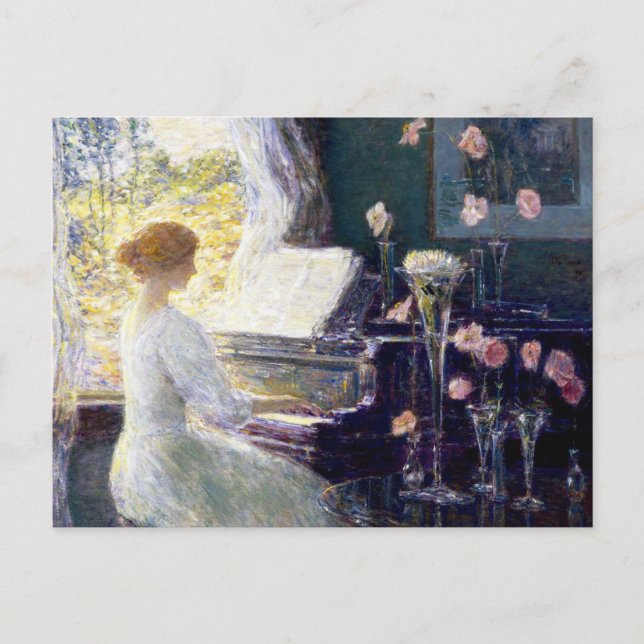 Woman at the Piano by Childe Hassam Postcard (Front)