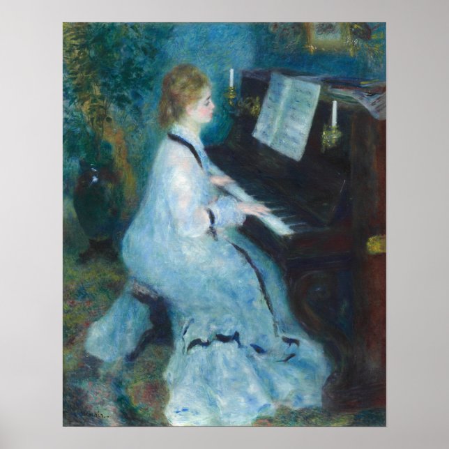 Woman at the Piano by Renior Wall Art Print (Front)