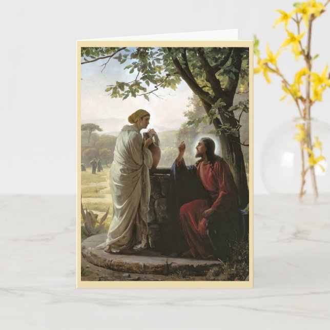 Woman at the Well, Religious  Card (Yellow Flower)