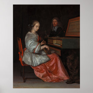 Woman at Virginal with Cittern — Old Master Poster