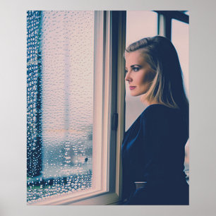 Woman At Window AI Art Poster