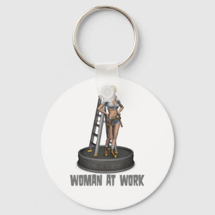woman at work key ring
