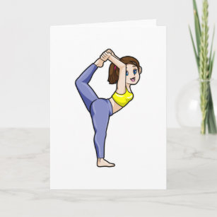 Woman at Yoga Stretching exercises Legs Card