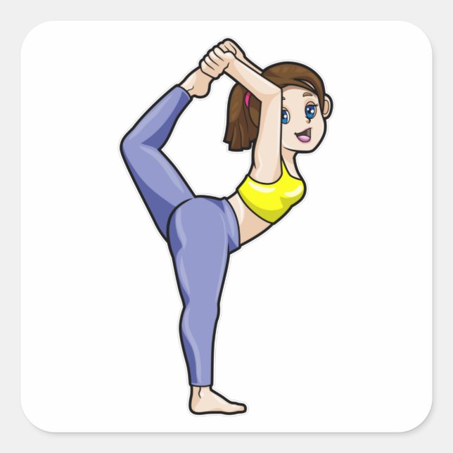 Woman at Yoga Stretching exercises Legs Square Sticker (Front)