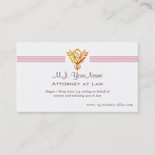 Woman Attorney luxury stripes and flame phoenix Business Card
