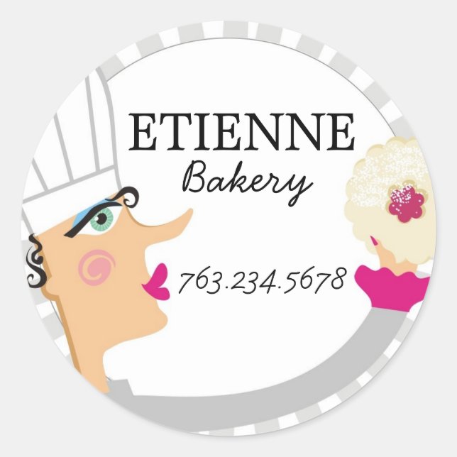 Woman baker pastry chef cookie gift tag sticker (Front)