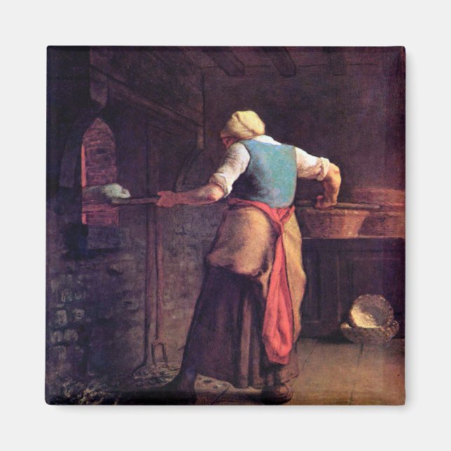 Woman Baking Bread, Jean-Francois Millet Magnet (Front)