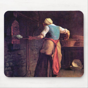 Woman Baking Bread, Jean-Francois Millet Mouse Mat