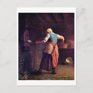 Woman Baking Bread, Jean-Francois Millet Postcard