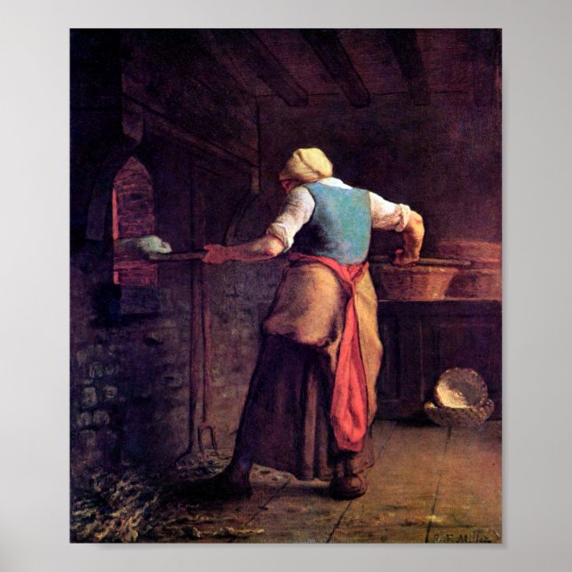 Woman Baking Bread, Jean-Francois Millet Poster (Front)