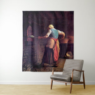 Woman Baking Bread, Jean-Francois Millet Tapestry