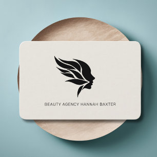 Woman Beauty Logo, Modern, Salon, Beige Business Card