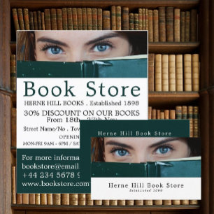 Woman Behind Book, Book Store Advertising Flyer