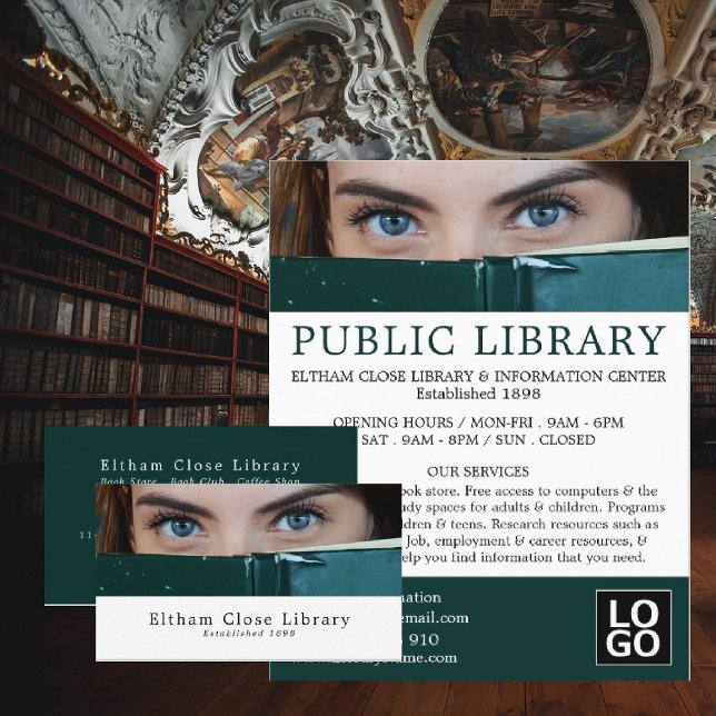 Woman Behind Book, Librarian, Library Business Card (Creator Uploaded)