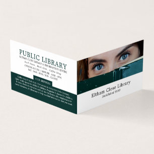 Woman Behind Book, Library, Librarian Detailed Business Card