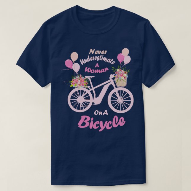 Woman Bicycle E Bike Mouantainbike Cycologist Bike T-Shirt (Design Front)