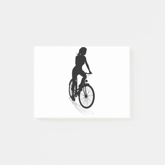 Woman Bike Cyclist Riding Bicycle Silhouette Post-it Notes (Front)