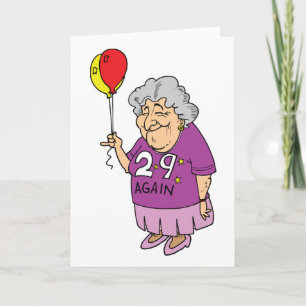 woman birthday 29 again card
