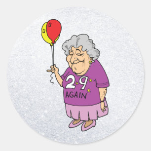 woman birthday 29 again classic round sticker
