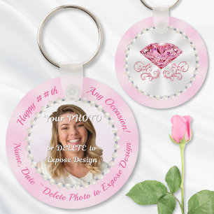 Woman Birthday Party Favours for Adults, PHOTO Key Ring
