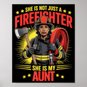 Woman Black Firefighter Aunt Titi Auntie Poster
