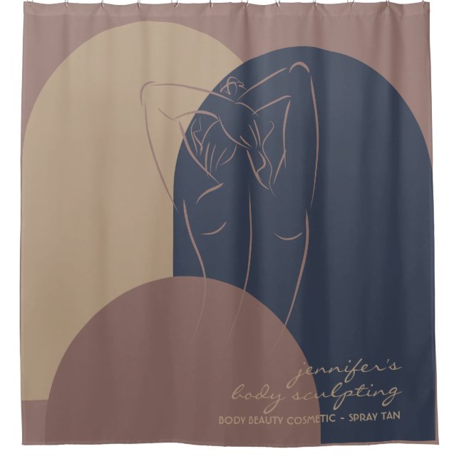 Woman Body Sculpted Contouring Spray Tanning Shower Curtain (Front)
