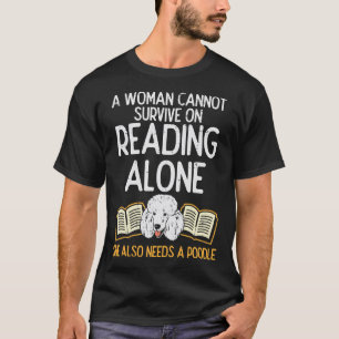 Woman Book Librarian Reading Poodle Pet Dog Lover T-Shirt