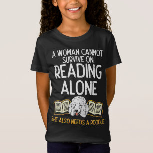 Woman Book Librarian Reading Poodle Pet Dog Lover  T-Shirt