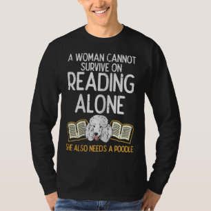 Woman Book Librarian Reading Poodle Pet Dog Lover  T-Shirt