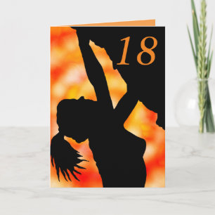 Woman bouldering, 18th Birthday card