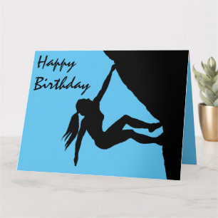 Woman bouldering Birthday card