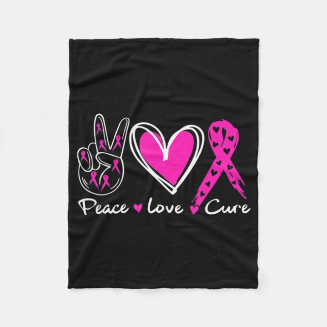 Woman Breast Cancer Awareness Costume Pink Peace L Fleece Blanket (Front)