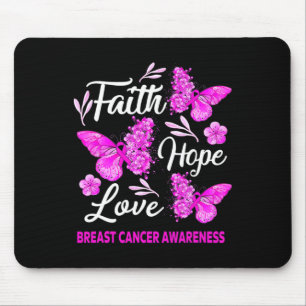Woman Breast Cancer Awareness Faith Hope Love Butt Mouse Mat