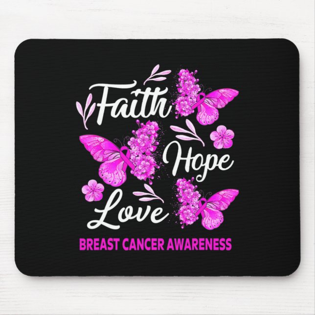 Woman Breast Cancer Awareness Faith Hope Love Butt Mouse Mat (Front)