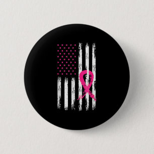 Woman Breast Cancer Awareness Vintage American Fla 6 Cm Round Badge