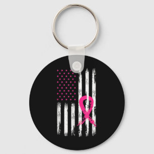 Woman Breast Cancer Awareness Vintage American Fla Key Ring