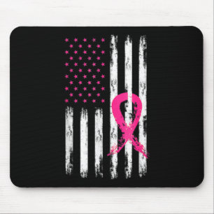 Woman Breast Cancer Awareness Vintage American Fla Mouse Mat