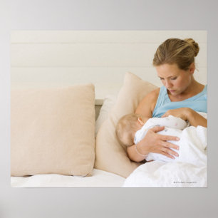 Woman breastfeeding baby poster