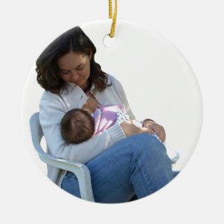 Woman breastfeeding ceramic tree decoration