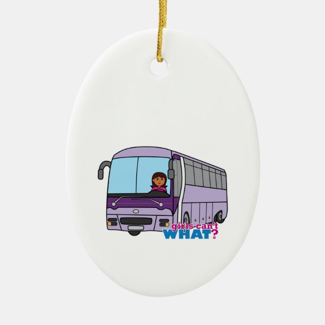 Woman Bus Driver Ceramic Tree Decoration (Front)