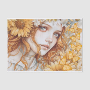 Woman Butterfly Daisy Innocence Beauty Decoupage Tissue Paper