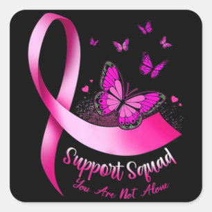 Woman Butterfly Support Squad Breast Cancer Warrio Square Sticker