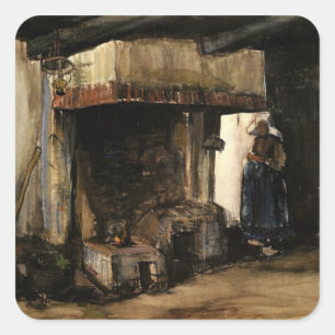 Woman by a Hearth by Vincent van Gogh Square Sticker