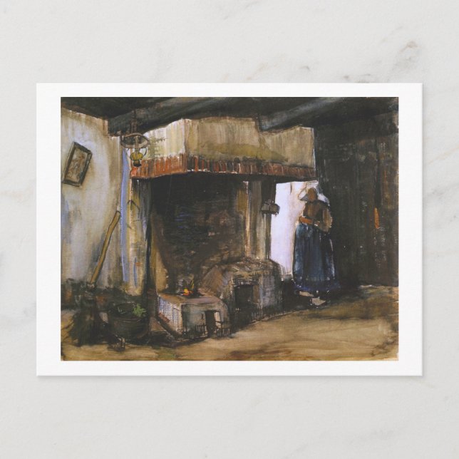 Woman by a Hearth (F1222) Van Gogh Fine Art Postcard (Front)