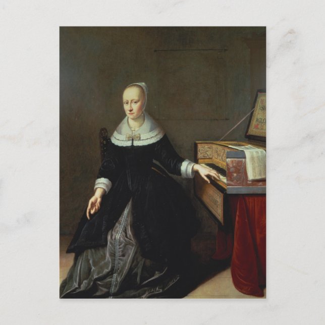 Woman by a Virginal Postcard (Front)