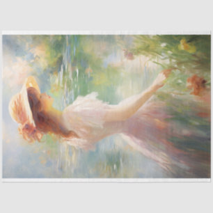 Woman by the Pond Impressionist Fine Art Painting Tissue Paper