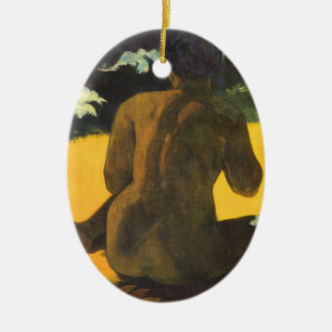 Woman by the Sea by Paul Gauguin, Vintage Fine Art Ceramic Tree Decoration