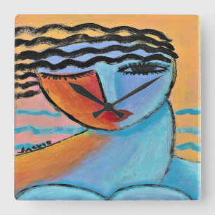 Woman by the Sea Square Wall Clock