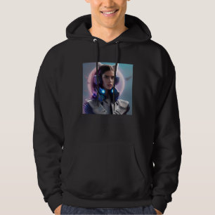 Woman Cat Ears Pink Moon Moonlight Fantasy Space F Hoodie